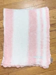Gagou Tagou Signature Pink White Stripe Rayon Chenille Baby Blanket Pre-owned. Price: $29.89.
