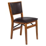 2-PACK Folding Chair With Bonded Leather Seat Easy Storage Fruitwood Finish New. Price: $188.28.