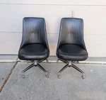 Vintage Set Of 2 Chromcraft Mid Century Modern Atomic Swivel Vinyl Dining Chairs Used. Price: $360.00.