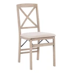 Maklaine X-back Set Two Folding Chairs Padded Seat Graywash Wood New. Price: $176.69.