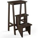 Giantex Tier Folding Step Stool, Multifunction 3-IN-1 Wood Dark Walnut New. Price: $101.99.