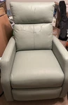 Artful Living Design Swivel Rocker Recliner Glam Nailhead Trim Leather Sage Used. Price: $300.00.