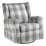 Benjara 35" Accent Swivel Chair- Glider- Checkered Fabric- Light Gray New. Price: $668.99.