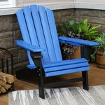 Hdpe Adirondack Chair With Drink Holder - Blue/black By Sunnydaze New. Price: $129.47.