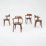 1951 Set Of 4 W199 Dining Arm Chairs By Walter Gropius & Ben Thompson For Thonet Used. Price: $12000.00.