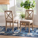 Linon Ervin Wood X-back Set Of Two Dining Chairs Washed Gray New. Price: $152.99.