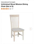 Inc International Concepts C465P Dining Chair - Beige/ Unfinished New. Price: $165.00.