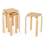 Stackable Stools Set Of 4 With Square Top And Rounded Corners-natural Color: New. Price: $208.49.