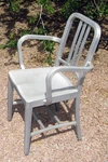 Genuine Emeco 1006A Navy Arm Chair Brushed Aluminum Used. Price: $350.00.