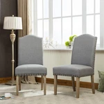 Urban Style Solid Wood Nailhead Grey Fabric Padded Parson Chair, Set Of 2 New. Price: $284.99.