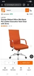 Lacoo Orange Ribbed Pu Leather Mid-back Executive Task Chair With Arms Brand New. Price: $59.99.