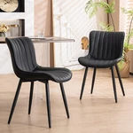 Set Of 2 Black Faux Leather Dining Chairs, Mid Century Modern Accent New. Price: $432.99.