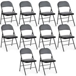 Folding Chair 10 Pack Leather Padded Portable Stackable Black Dumos Indoor Seat New. Price: $259.99.