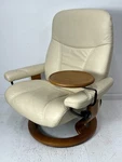 Ekornes Stressless 12" Adjustable Teak Swing Open. Price: $129.95.