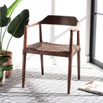 Munro Walnut Woven Accent Chair With Cognac Leather - Fully Assembled New. Price: $399.99.