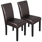 Set Of 2 Brown Leather Dining Chairs Modern Elegant Design For Home & Kitchen New. Price: $76.58.