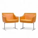 Hugh Acton For Vecta Mid Century Chrome Lounge Chairs - Pair Used. Price: $3347.00.