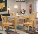 Light Oak 5 Pc Set Table Slat Back Chairs Kitchen New. Price: $1099.95.