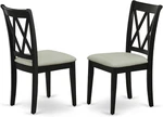 Set Of 2 Black Linen Upholstered Wood Dining Chairs - Clarksville Collection New. Price: $259.99.