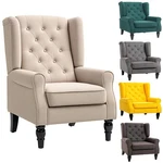 Homcom Modern Accent Chair, High Wingback Armchair With Retro Wood Legs New. Price: $184.99.