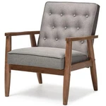 Baxton Studio Sorrento Tufted Reception Chair In Gray And Brown New. Price: $229.99.