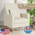 Colamy Sherpa Upholstered Accent Armchair Pillow Fabric Reading Living New. Price: $170.54.