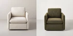 Boucle Upholstered Swivel Arm Chair Soft Upholstery Wooden Frame New. Price: $799.99.
