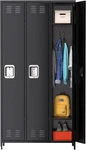 Garveehome 72IN Metal Storage Locker 3 Door Steel Cabinet Black W/ Shelves Hooks New. Price: $194.89.