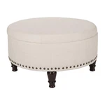 Osp Home Furnishings Augusta Round Storage Ottoman Linen Cream Fabric New. Price: $245.99.