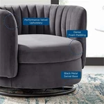 Maklaine Upholstered Velvet Fabric Swivel Chair Black/gray New. Price: $522.32.