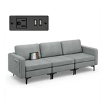 Modular 3-SEAT Sofa Couch W/ Socket Usb Ports & Side Storage Pocket Dark Grey New. Price: $261.99.
