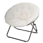 Mainstays Saucer Chair, Off-white Faux Shearling, Folds For Storage & Transport New. Price: $41.93.