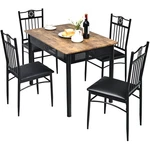 Costway 5PCS Dining Set Metal Table & 4 Chairs Kitchen Breakfast Furniture Black New. Price: $189.99.