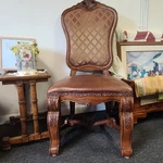 4 Aico Tuscano Hand Carved Wood, Leather Used. Price: $600.00.