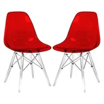Leisuremod Dover Dining Side Chair With Acrylic Eiffel Base Red Set Of 2 New. Price: $203.62.