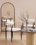 Morden Fort Modern Boucle Dining Chair, Set Of 2 - White Scratch & Dent Used. Price: $136.57.